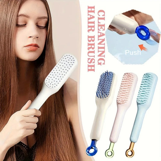 Vanilla Self-Cleaning Hair Brush Anti-Static Massage