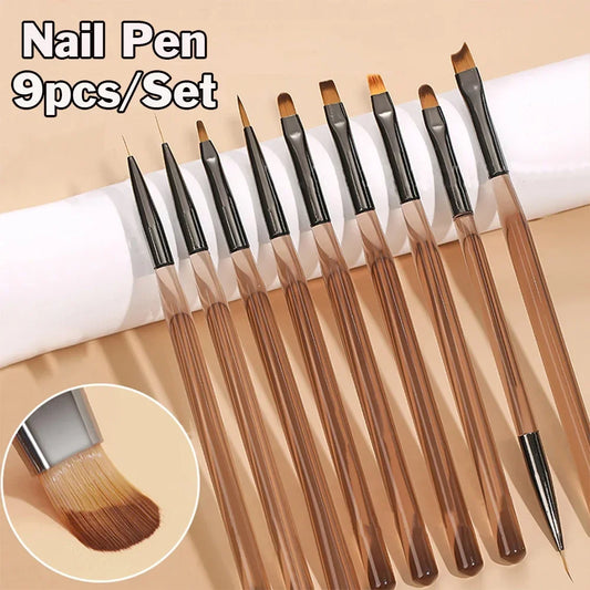 Vanilla 9PCS UV Gel Nail Brush Liner DIY Painting